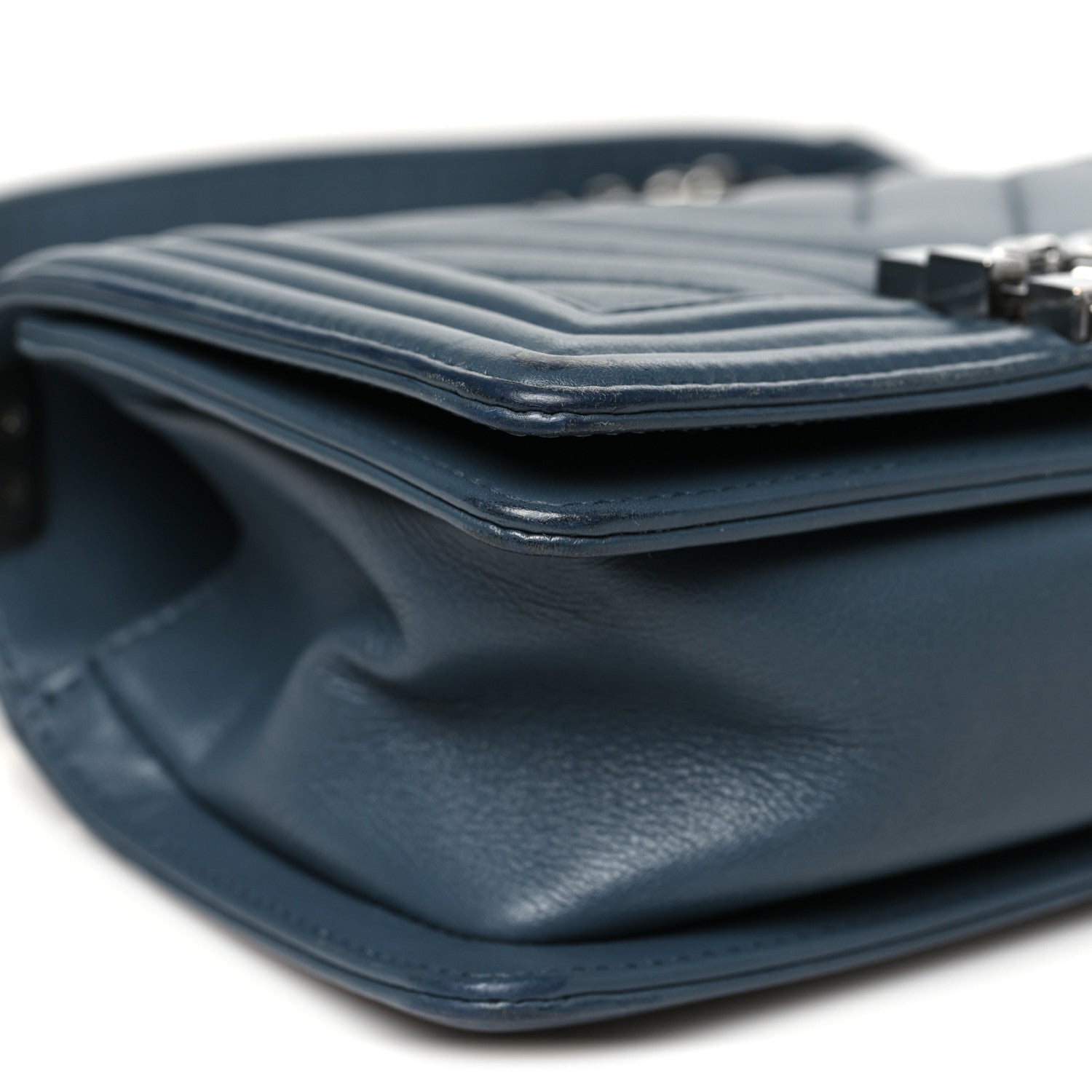 Chanel Calfskin Chevron Quilted Small Boy Flap Blue 9 of 10