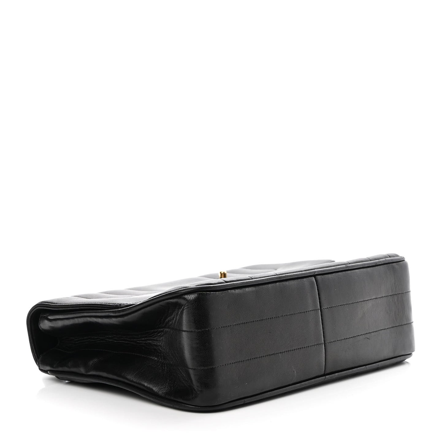 Lambskin Vertical Quilted Kelly Flap Bag Black