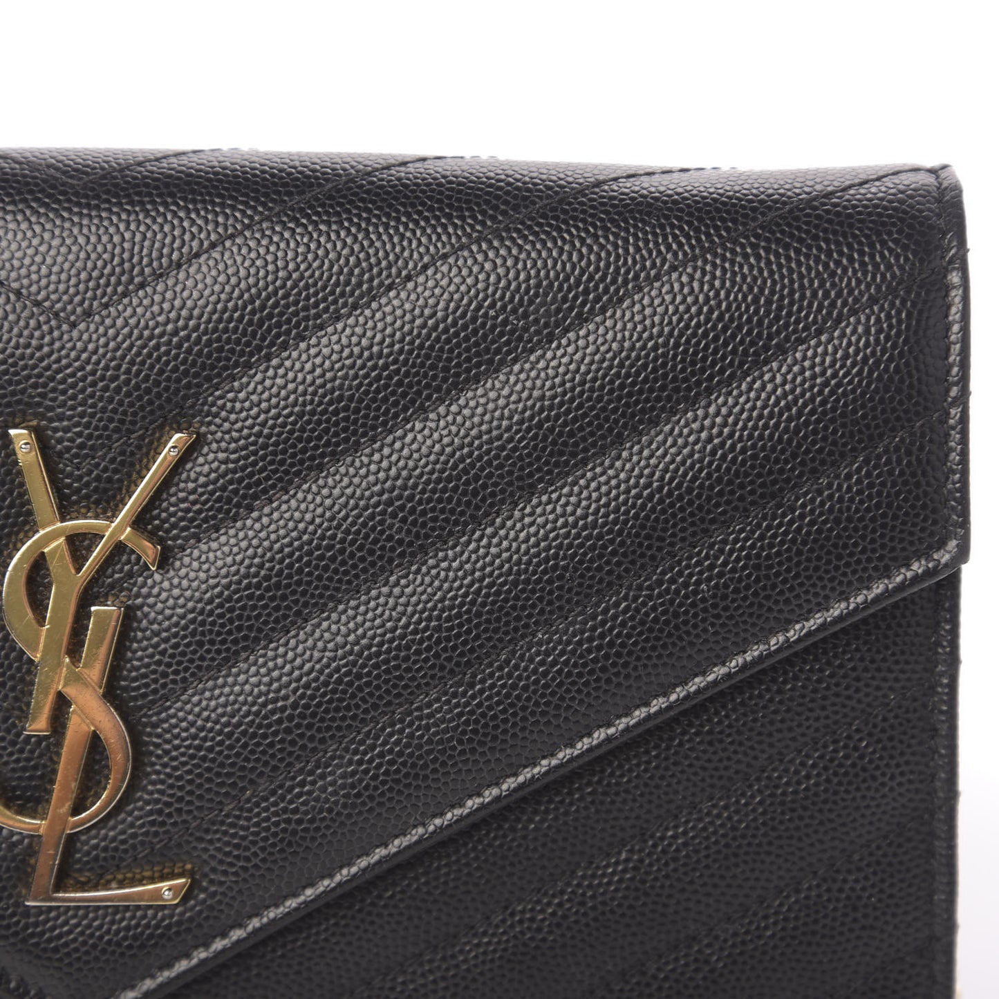 Grain De Poudre Matelasse Chevron Monogram Chain Wallet Black