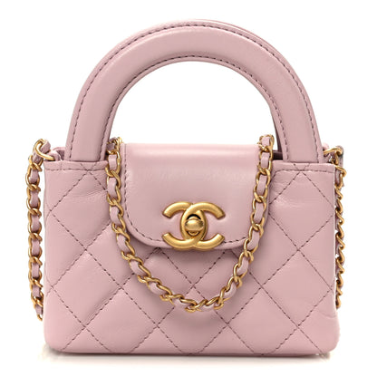 Chanel Shiny Aged Calfskin Quilted Mini Nano Kelly Shopper Light Pink 1 of 11