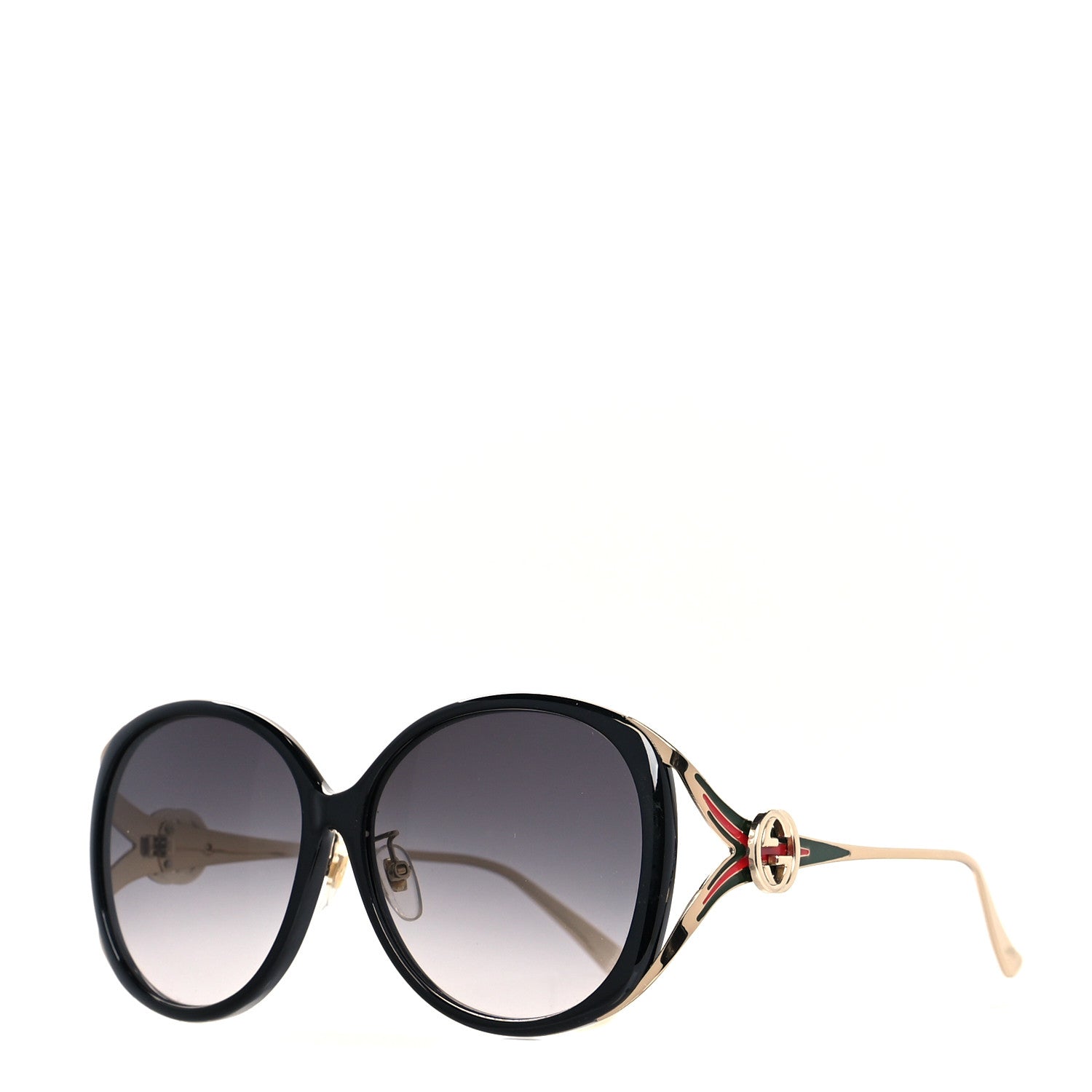 Gucci Metal Oversized Round Frame GG0225S Sunglasses Gold 1 of 8