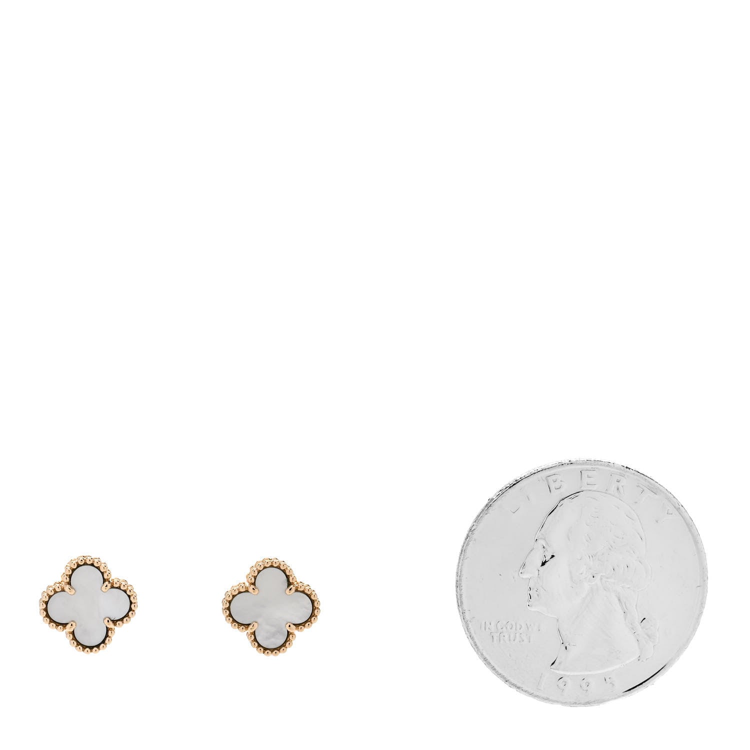 Van Cleef & Arpels 18K Yellow Gold Mother of Pearl Sweet Alhambra Earrings 2 of 5