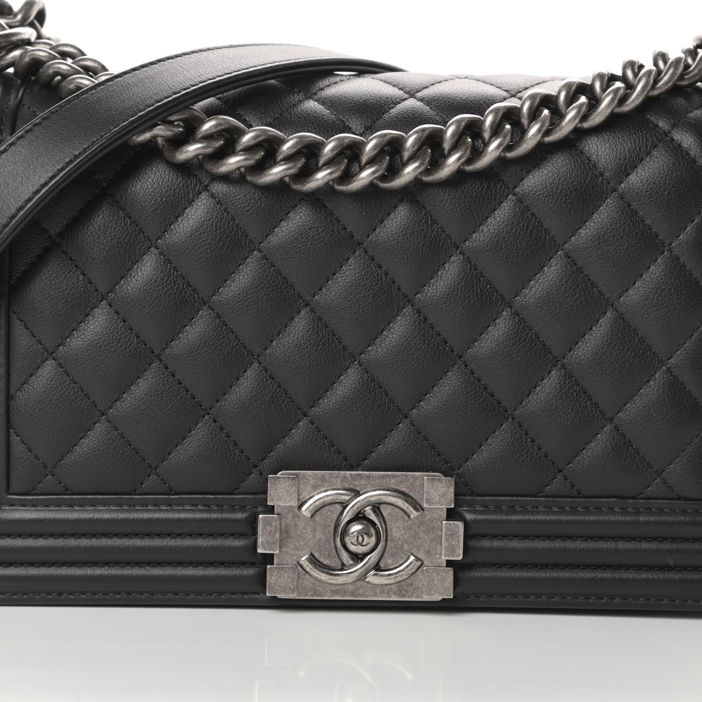 Calfskin Quilted Medium Boy Flap Black