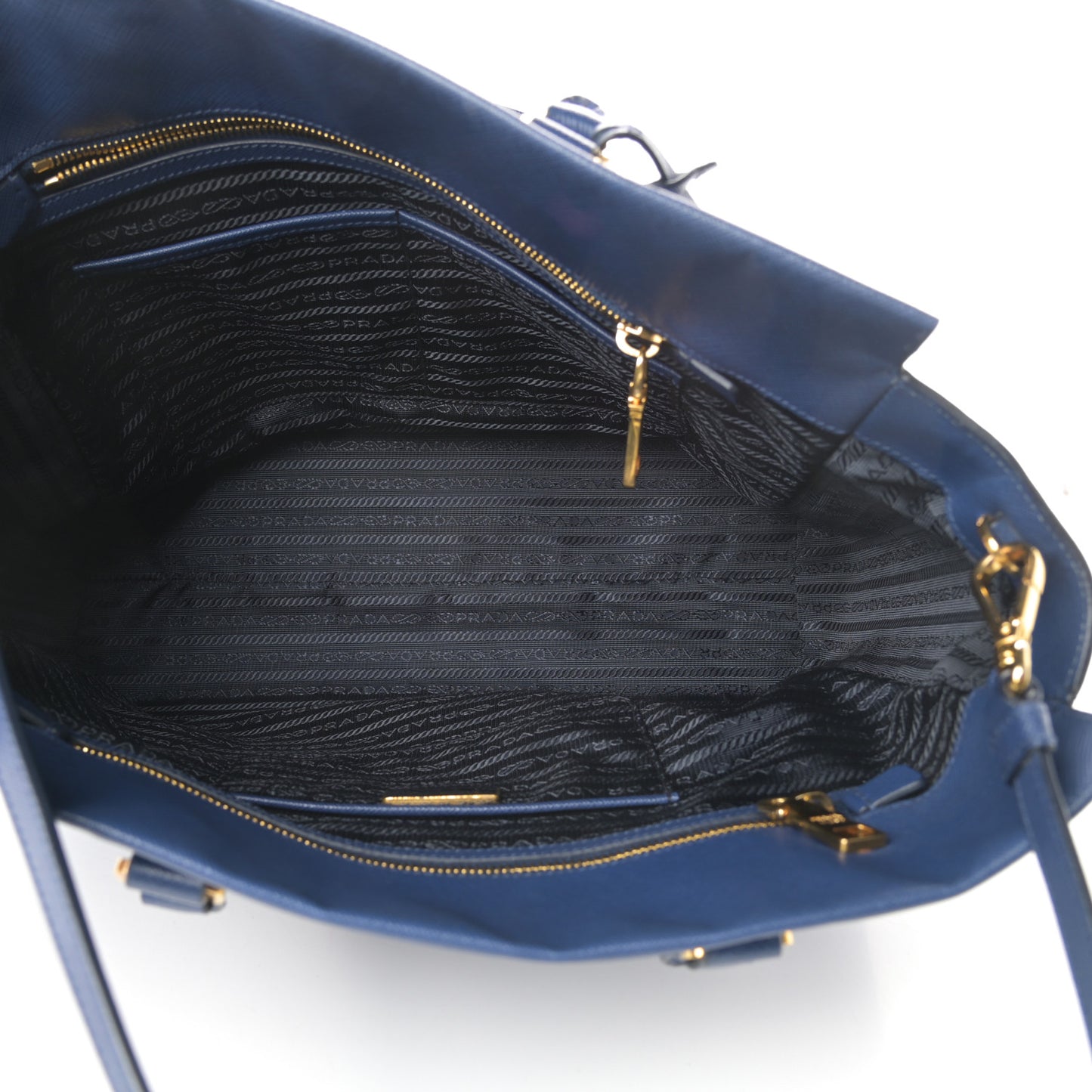 Saffiano Lux Double Handle Shopping Tote Bluette