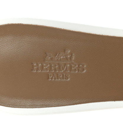 Hermes Calfskin Oasis Sandals 38 White 7 of 9