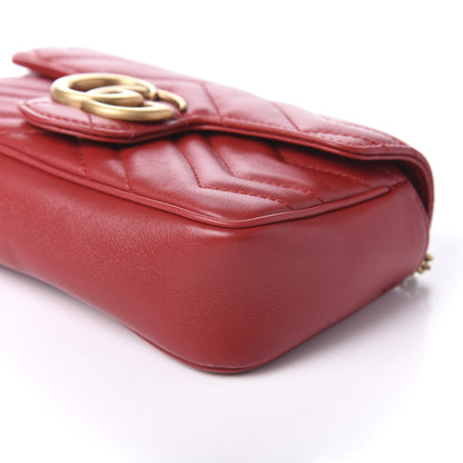 Gucci Calfskin Matelasse Super Mini GG Marmont Shoulder Bag Hibiscus Red 7 of 10