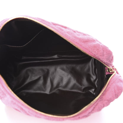 Fendi Terry Cloth Vitello Century Matte FF 1974 Embossed Medium Trapezoid Beauty Pouch Lollypop 5 of 7