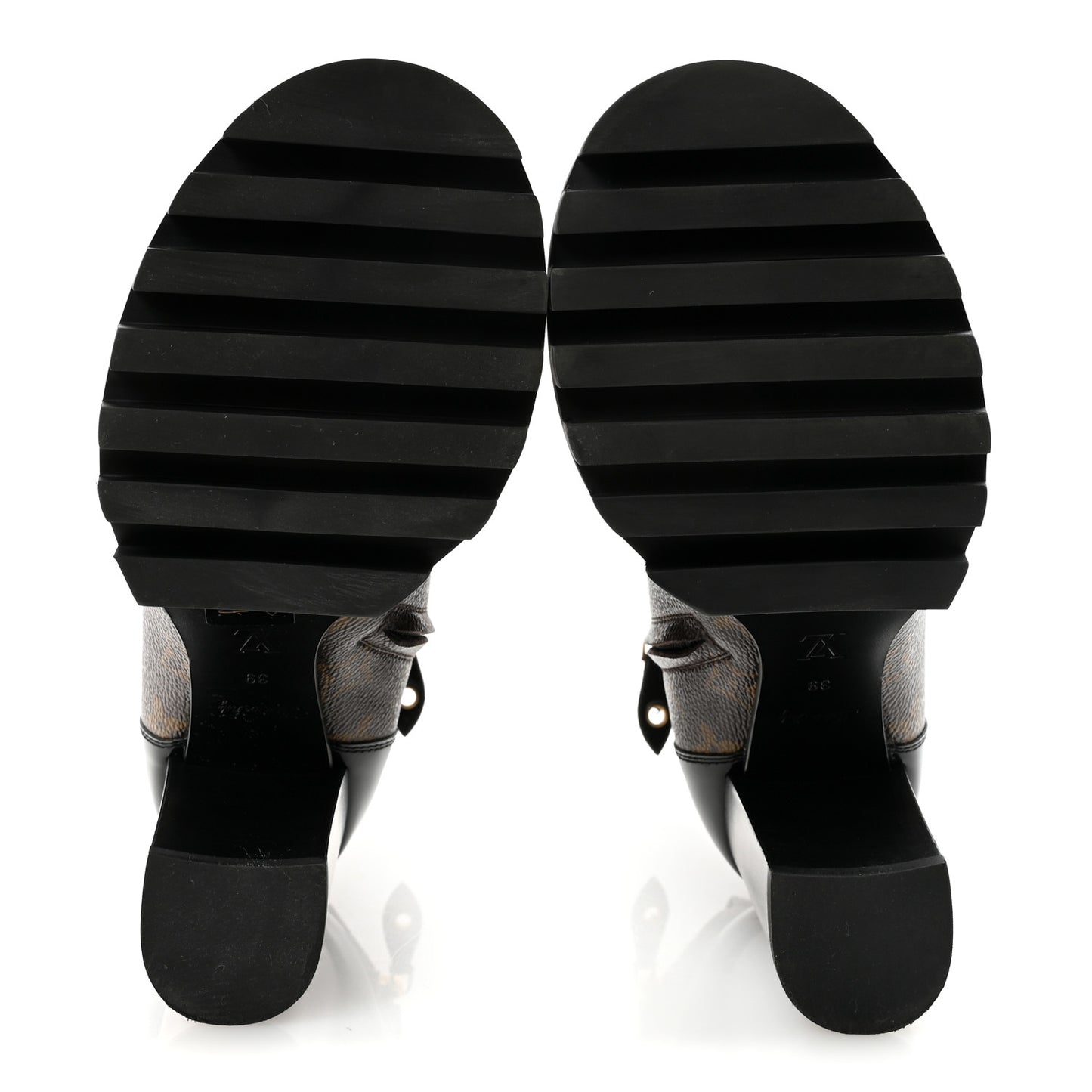 Patent Calfskin Monogram Star Trail Ankle Boots 39 Black