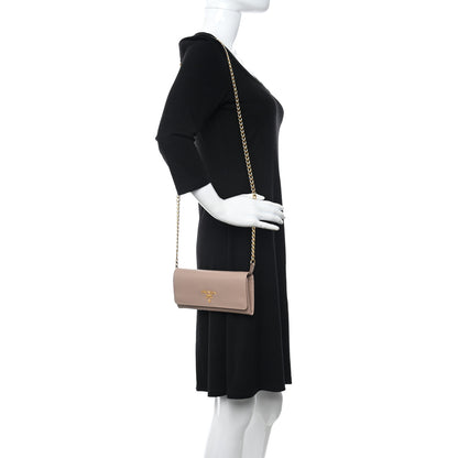 Prada Vitello Move Metal Oro Chain Wallet Cipria 2 of 9