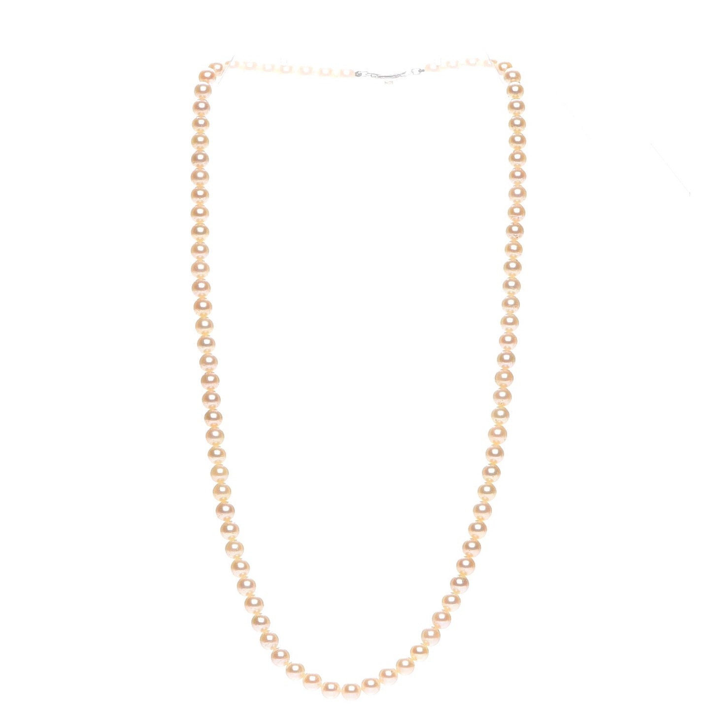 Vintage Sterling Silver 6.5mm Akoya Pearl Strand Necklace 22