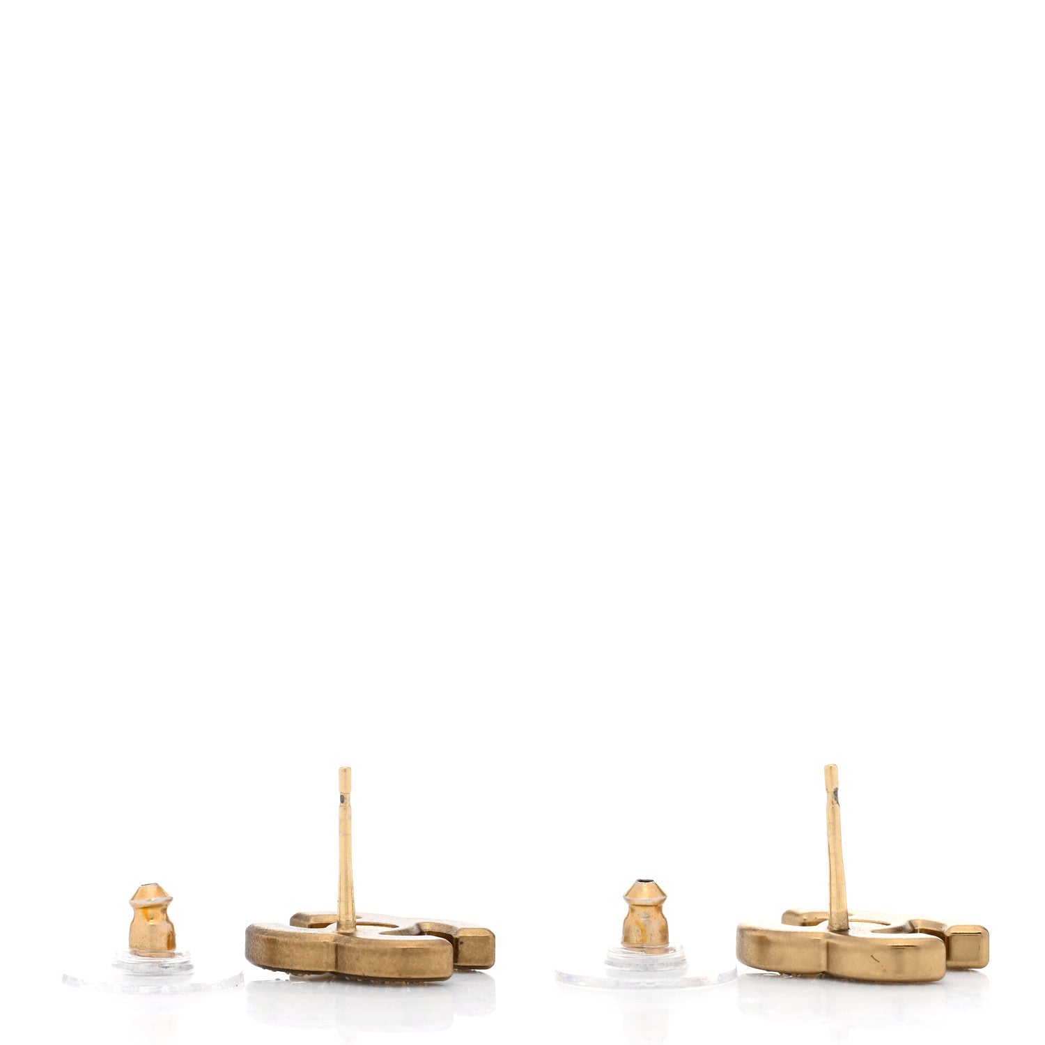 Chanel Matte Metal Crystal CC Earrings Gold 4 of 5