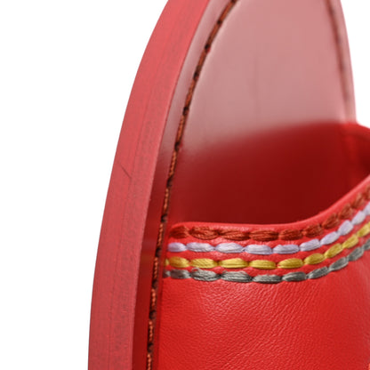 Chanel Calfskin Embroidered CC Sandal Mule 37.5 Red 10 of 11