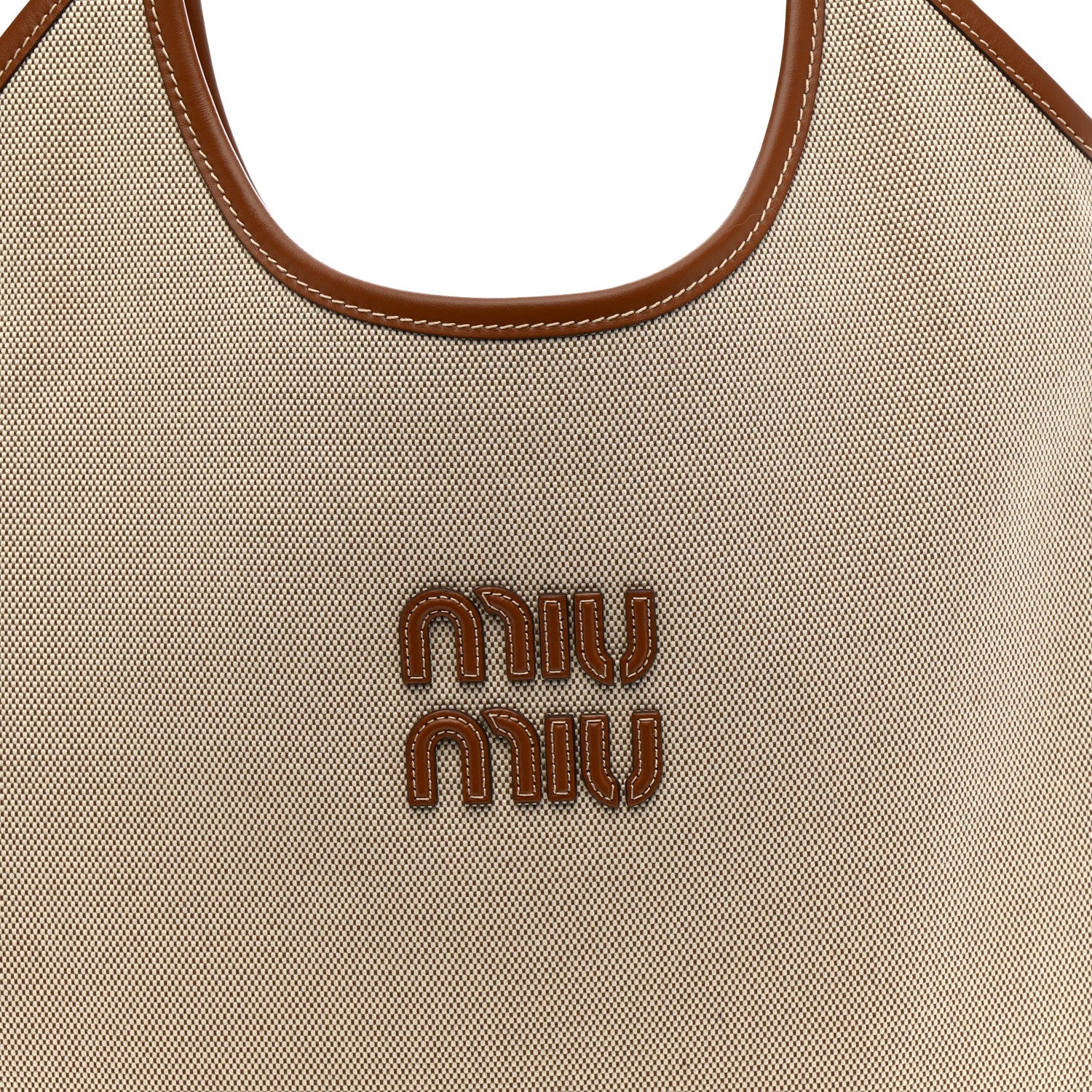 Miu Miu Canvas Ivy Beige Brandy 7 of 9