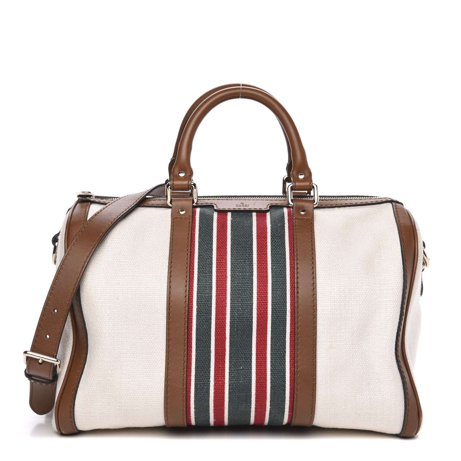 Gucci Canvas Vintage Web Medium Boston Off White 1 of 16