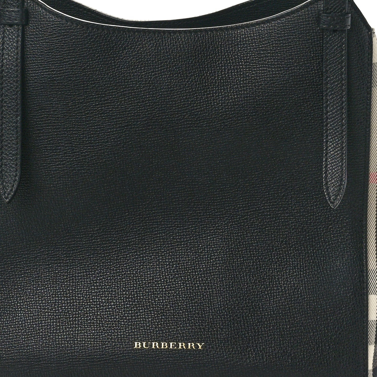 Grainy Calfskin House Check Small Canterbury Black