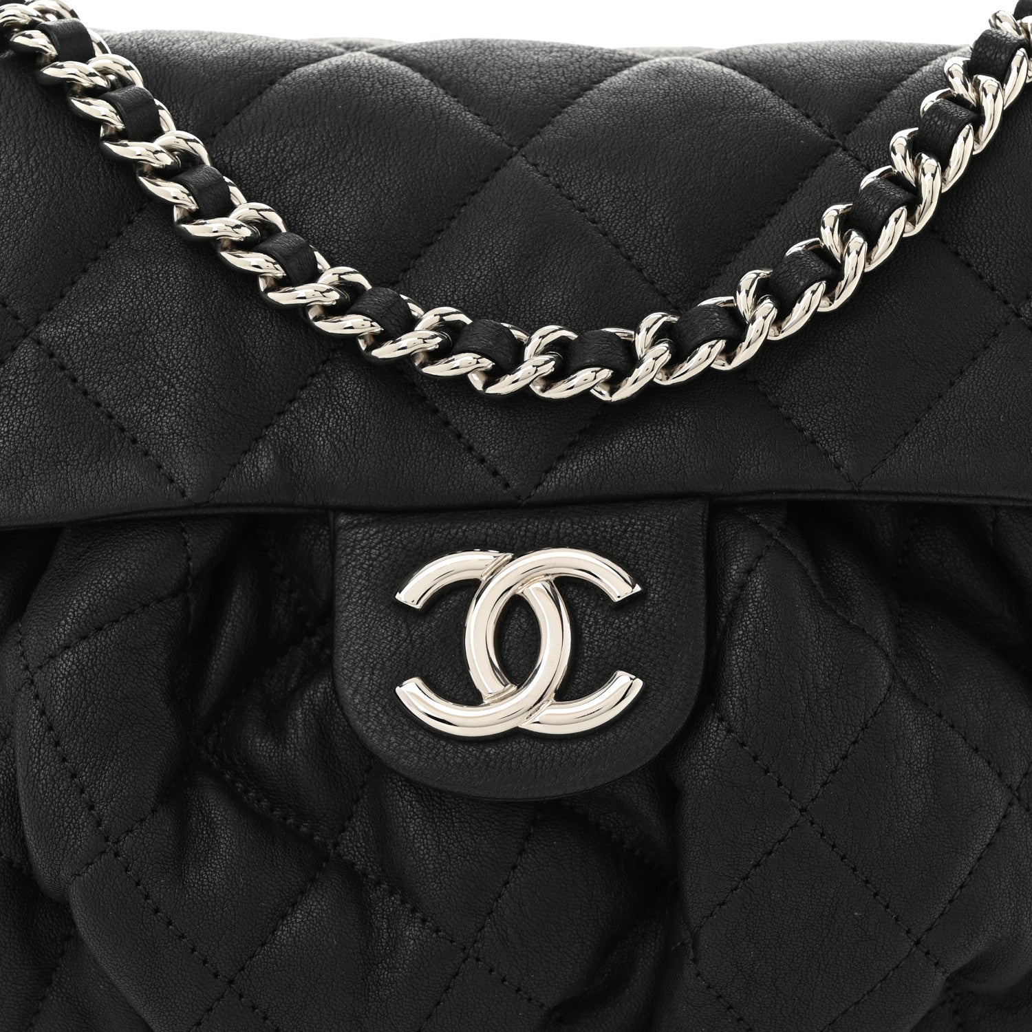 Chanel Washed Lambskin Quilted Mini Chain Around Messenger Black 8 of 10