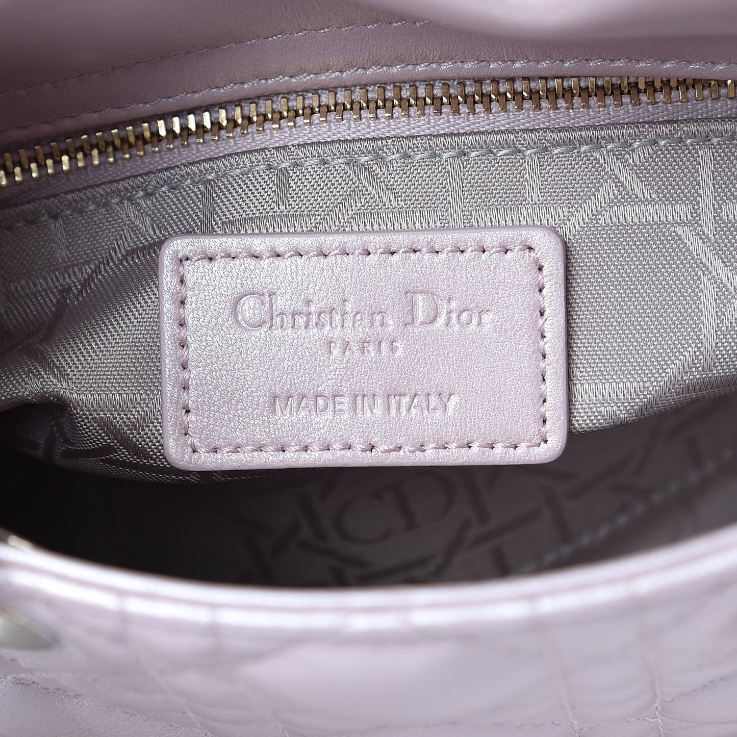 Metallic Lambskin Cannage Mini Lady Dior Lotus