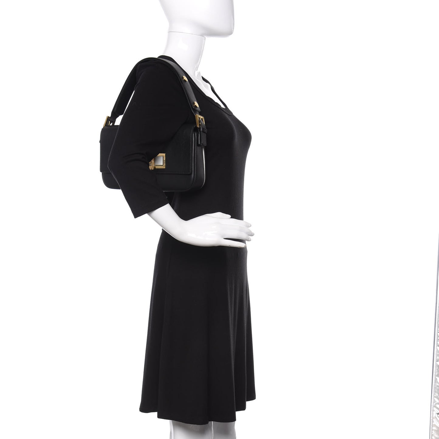 Vitello Dolce Bi-Color 3Baguette Shoulder Bag Black White