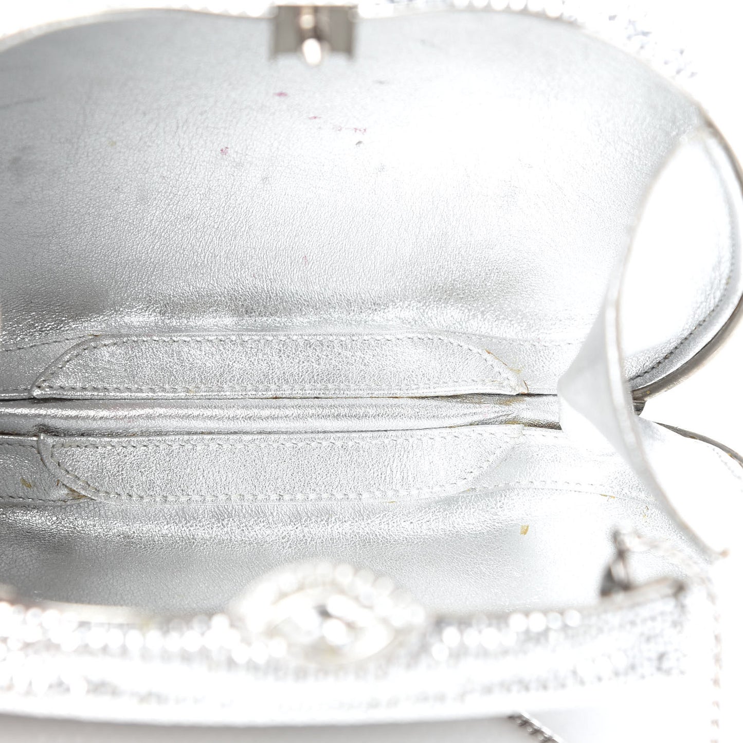 Crystal Minaudiere Clutch Silver