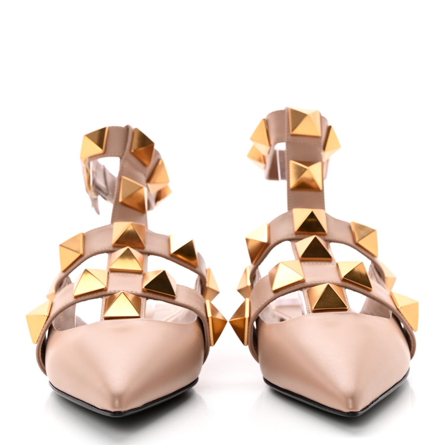 Valentino Garavani Calfskin Roman Stud Ankle Strap Flat Mules 36 Rose Cannelle 2 of 10