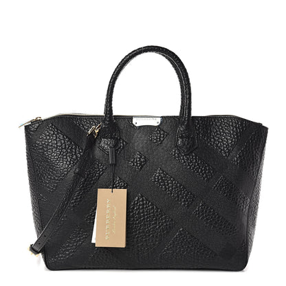 Burberry Heritage Grain Check Embossed Medium Dewsbury Tote Black 1 of 8