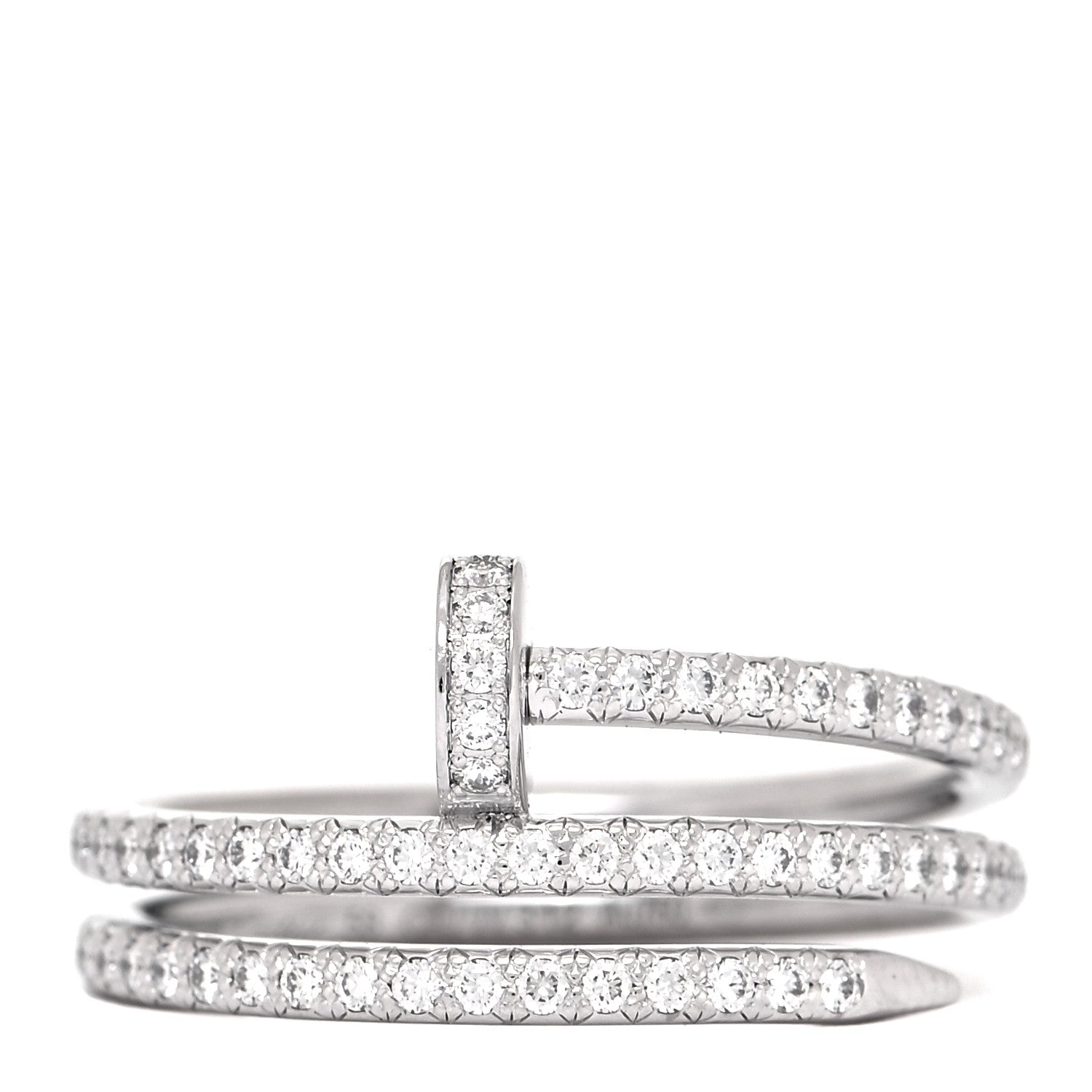 Cartier 18K White Gold Diamond Double Juste Un Clou Paved Ring 58 8.25 1 of 5
