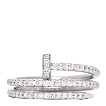 Cartier 18K White Gold Diamond Double Juste Un Clou Paved Ring 58 8.25 1 of 5