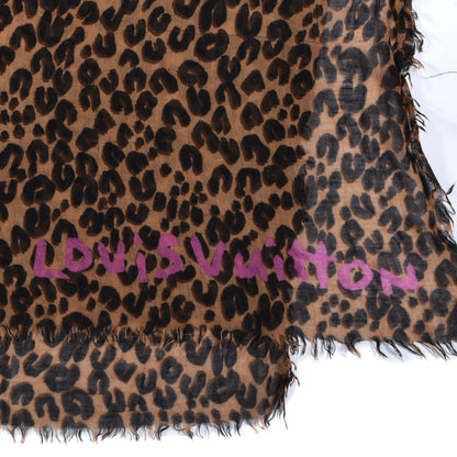 Louis Vuitton Cashmere Silk Leopard Etole Stole Marron 3 of 5