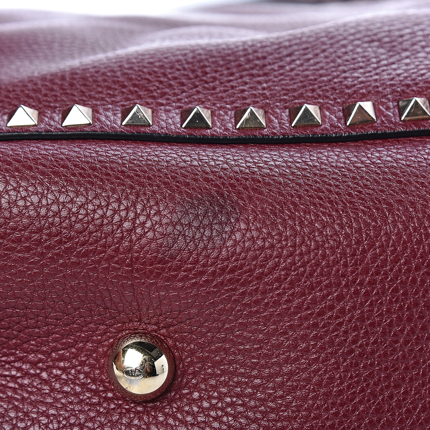 Valentino Garavani Pebbled Calfskin Medium Rockstud Tote Cremisi 14 of 14