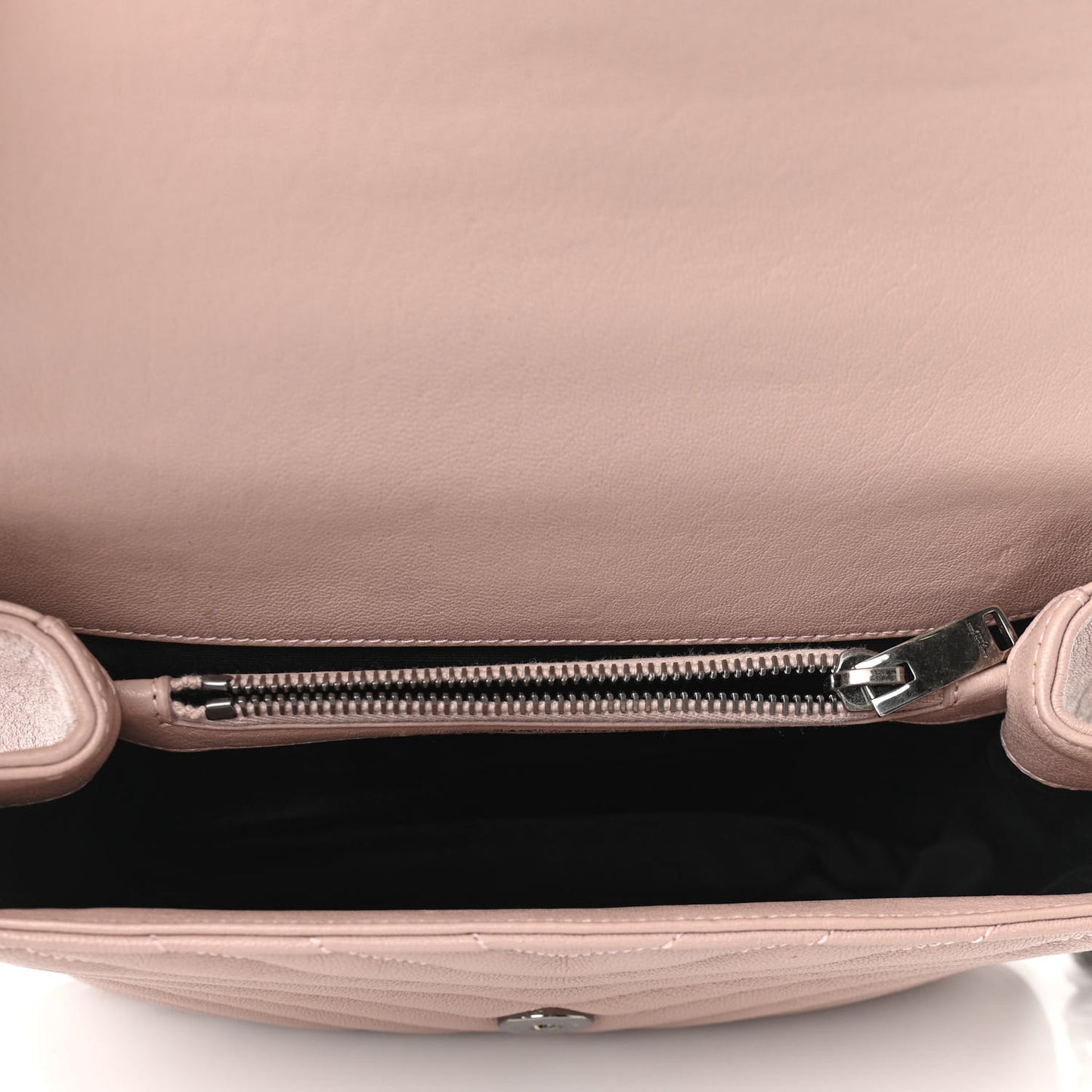 Sheepskin Matelasse Chevron Monogram Medium College Bag Rose Poudre