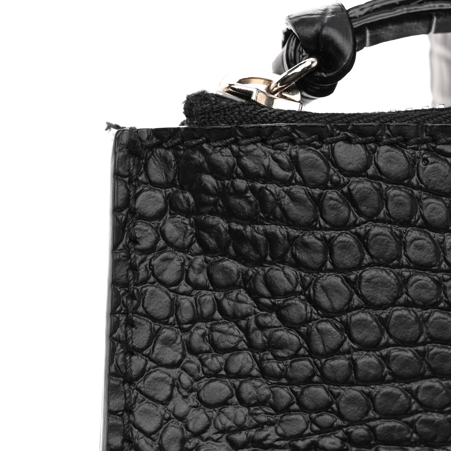 Jimmy Choo Calfskin Crocodile Embossed Nine2Five East West Tote Black 11 of 12