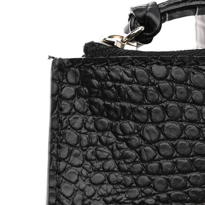 Jimmy Choo Calfskin Crocodile Embossed Nine2Five East West Tote Black 11 of 12