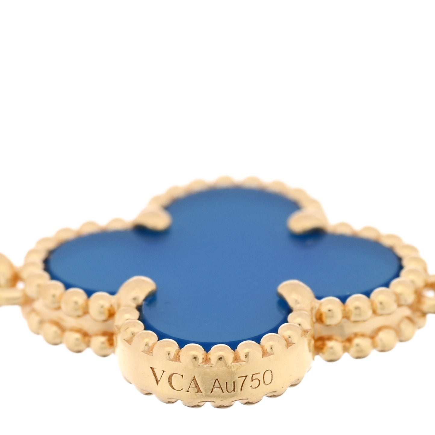 18K Yellow Gold Blue Agate 5 Motifs Vintage Alhambra Bracelet