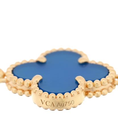 Van Cleef & Arpels 18K Yellow Gold Blue Agate 5 Motifs Vintage Alhambra Bracelet 3 of 4