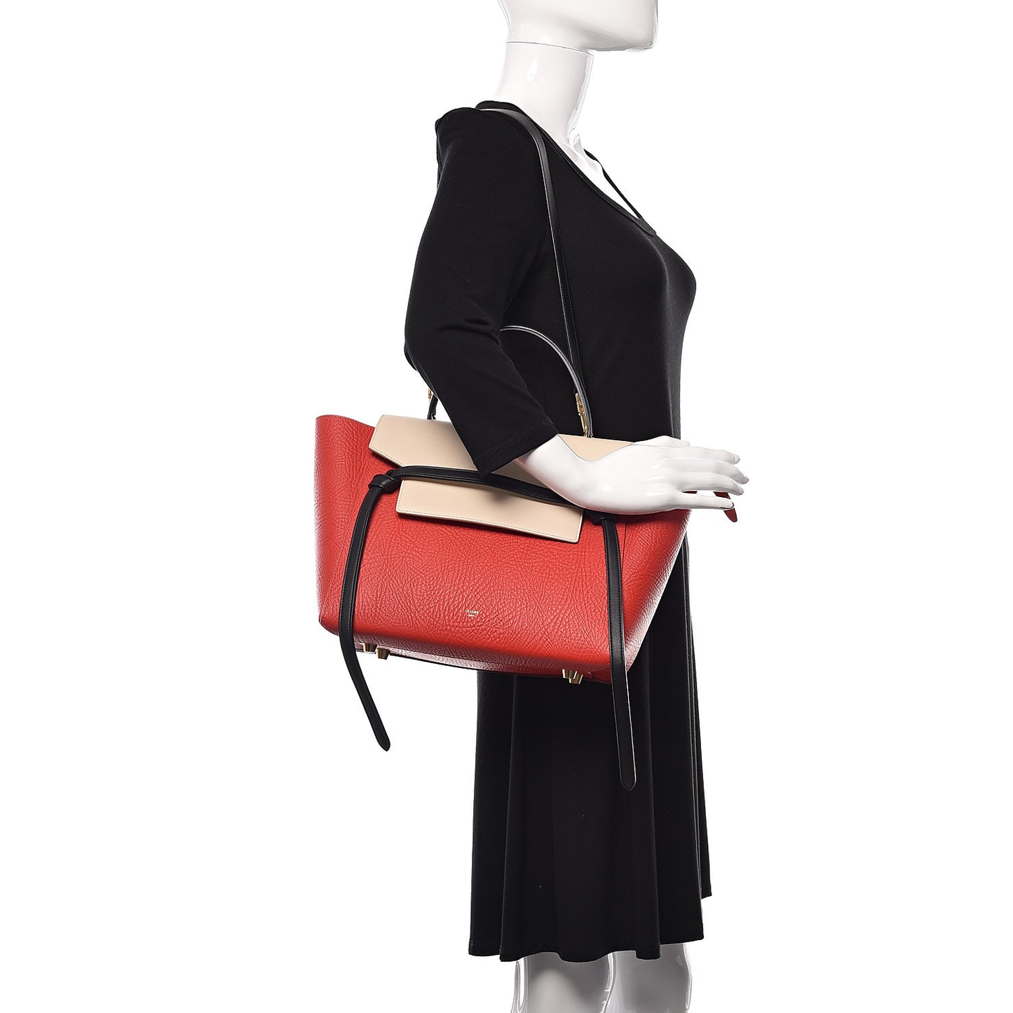 Elephant Calfskin Mini Tri-Color Belt Bag Vermillion