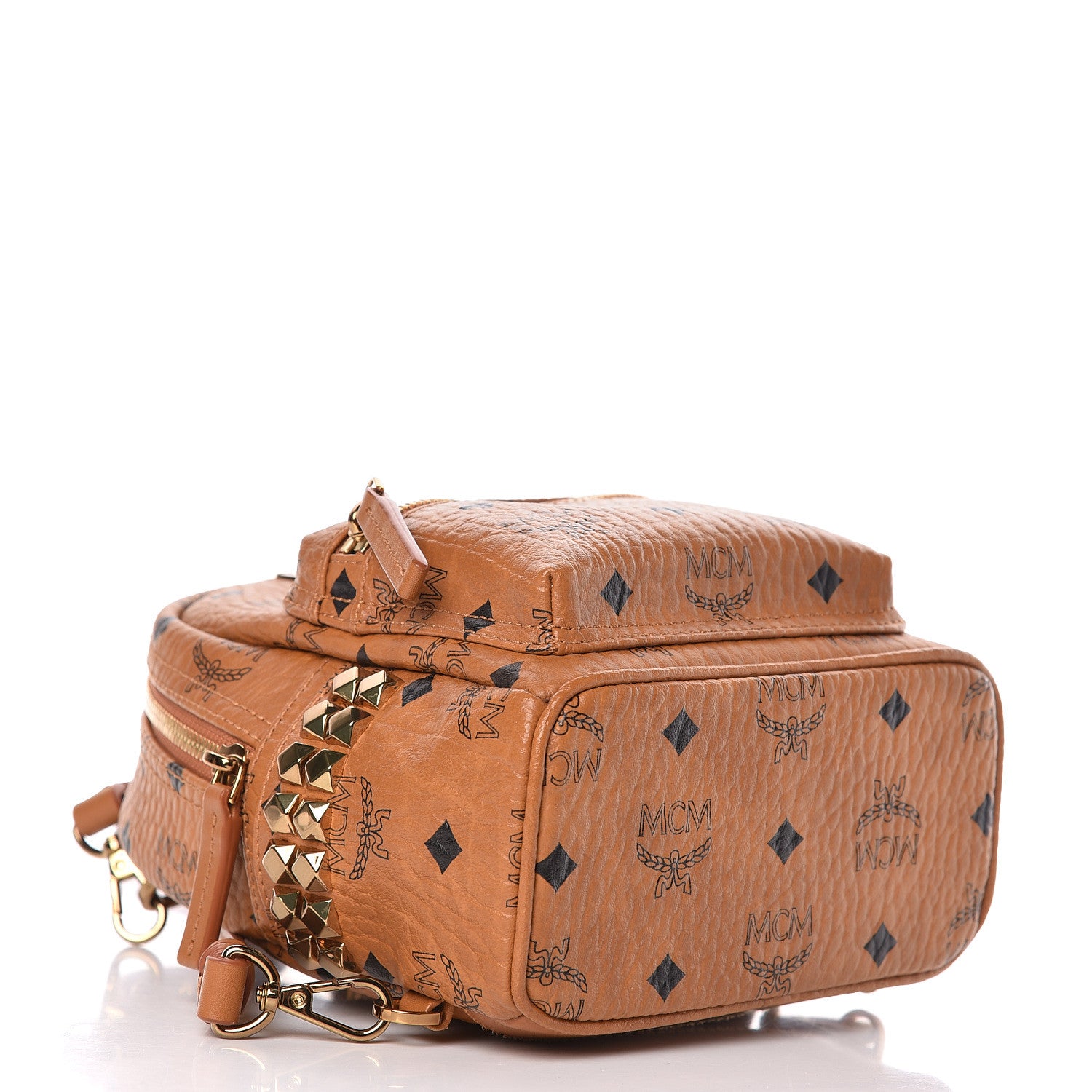 MCM Visetos Side Stud X-Mini Stark Backpack Cognac 4 of 11