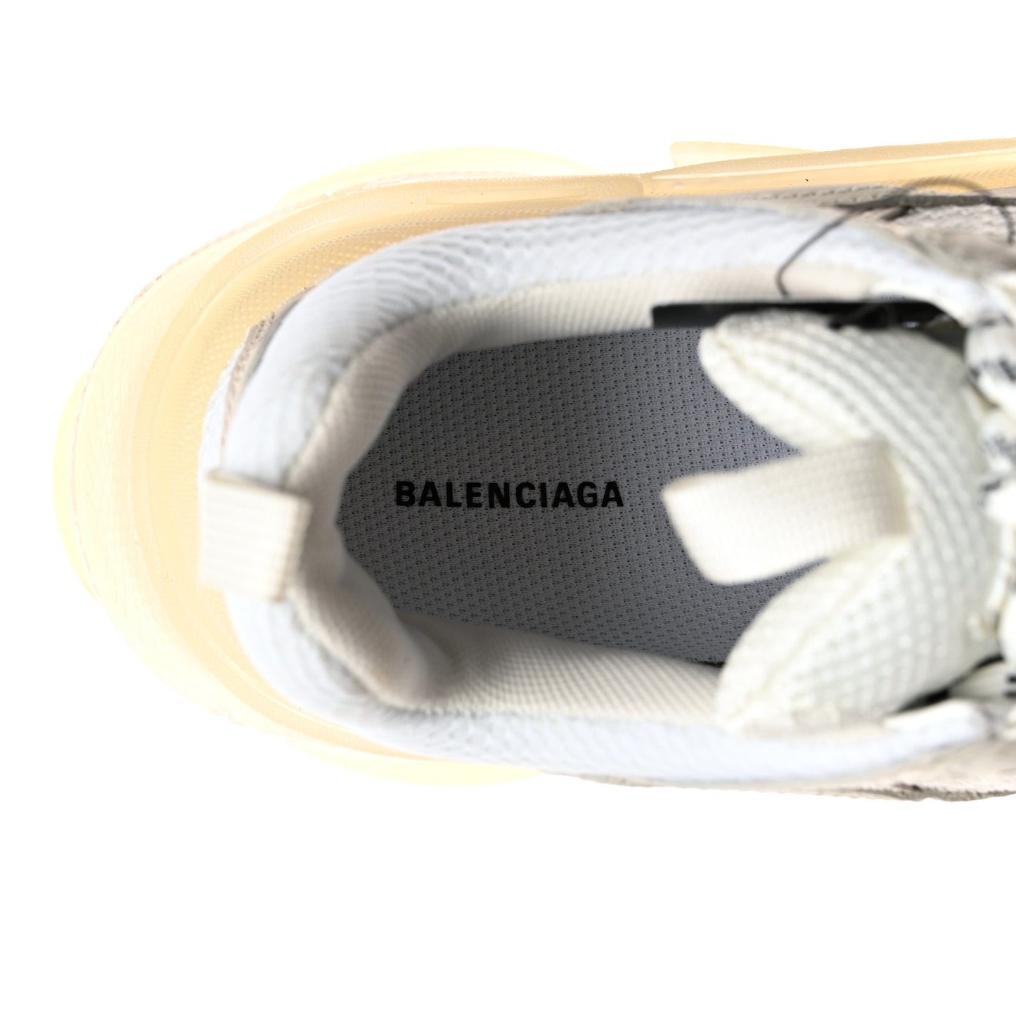 Fabric Mesh Clear Sole Womens Triple S Sneakers 38 White