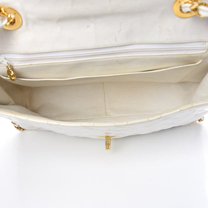 Chanel Patent Quilted Jumbo XL Chain Around Flap White 7 of 20