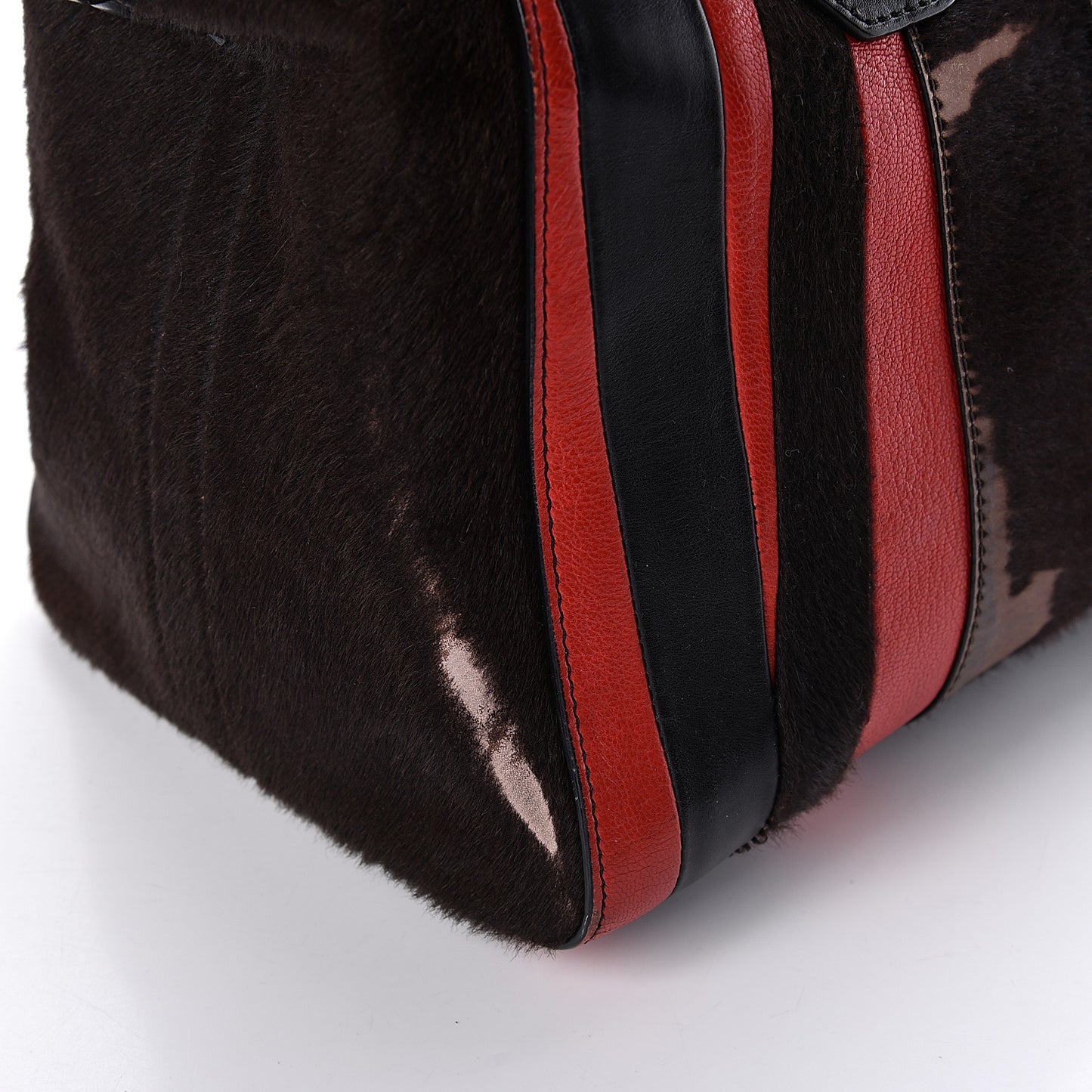 Calf Hair Goatskin Smooth Calfskin Patchwork Medium Antigona Black Red