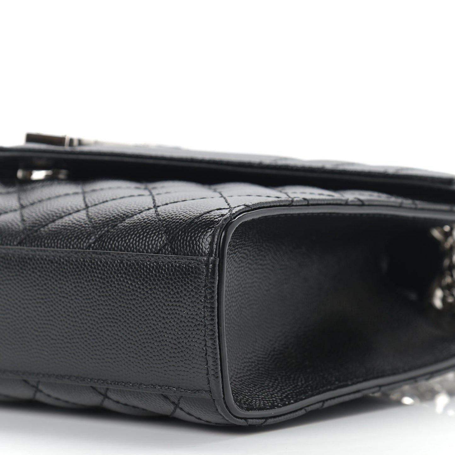 Grain De Poudre Textured Mixed Matelasse Triquilt Medium Monogram Satchel Black