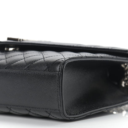 Saint Laurent Grain De Poudre Textured Mixed Matelasse Triquilt Medium Monogram Satchel Black 9 of 9