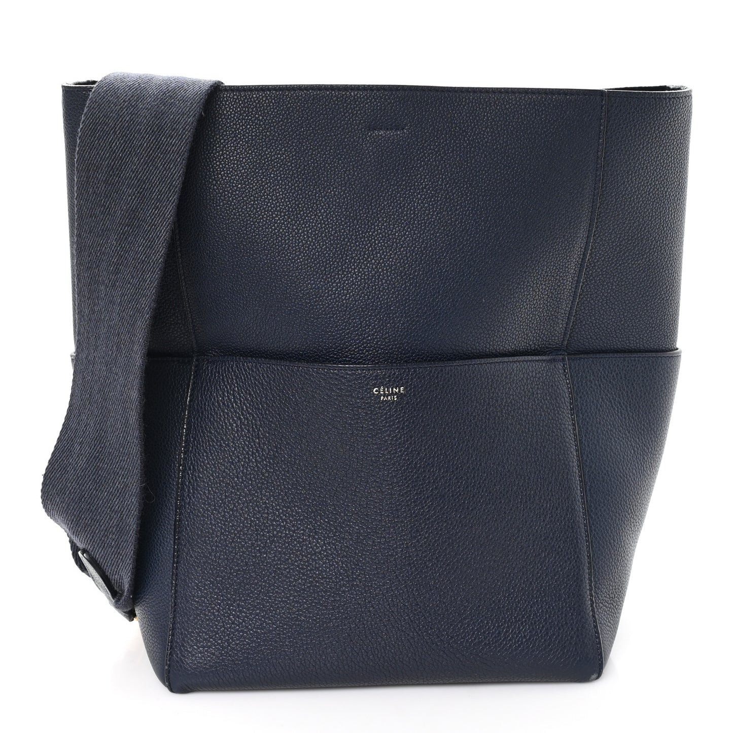Soft Grained Calfskin Sangle Bucket Bag Navy Blue
