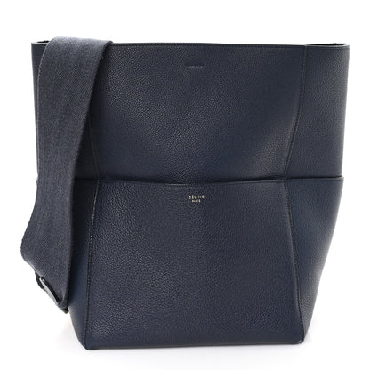 Celine Soft Grained Calfskin Sangle Bucket Bag Navy Blue 1 of 10