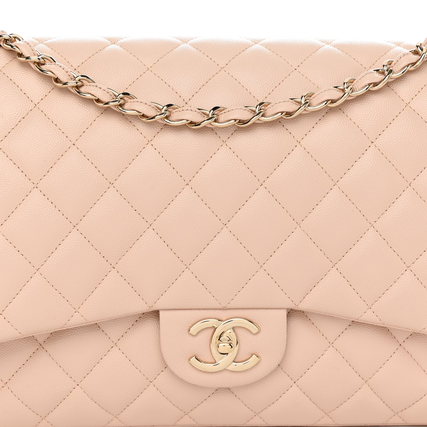 Chanel Caviar Quilted Maxi Double Flap Light Beige 8 of 11