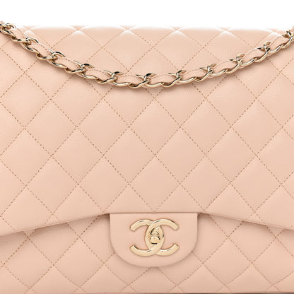 Chanel Caviar Quilted Maxi Double Flap Light Beige 8 of 11