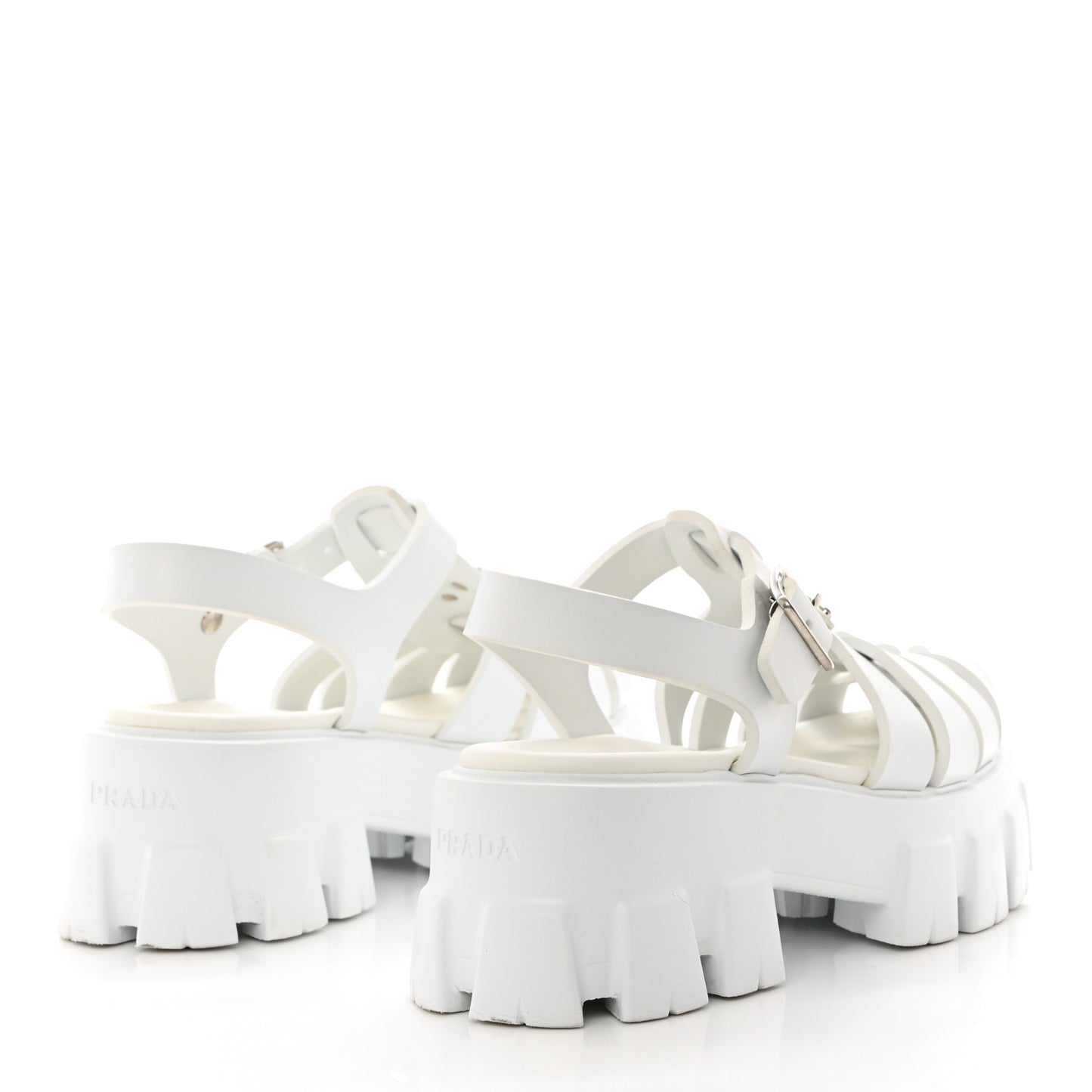 Foam Rubber Metal Triangle Logo Monolith 55mm Cage Sandals 37 White