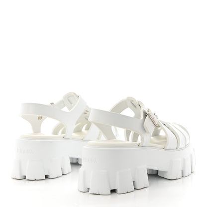 Prada Foam Rubber Metal Triangle Logo Monolith 55mm Cage Sandals 37 White 4 of 11