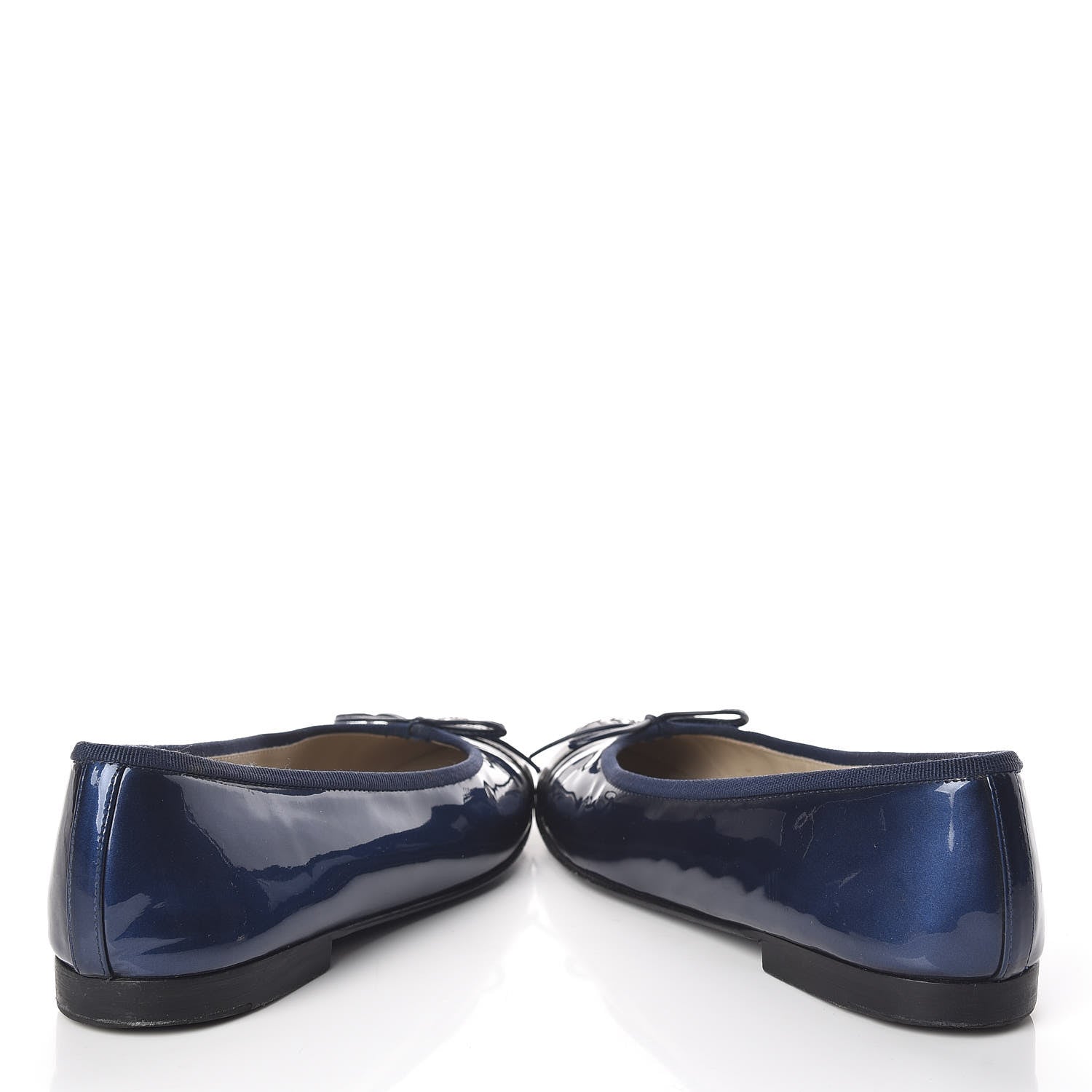 Chanel Patent Cap Toe Ballerina Flats 36.5 Blue 6 of 14