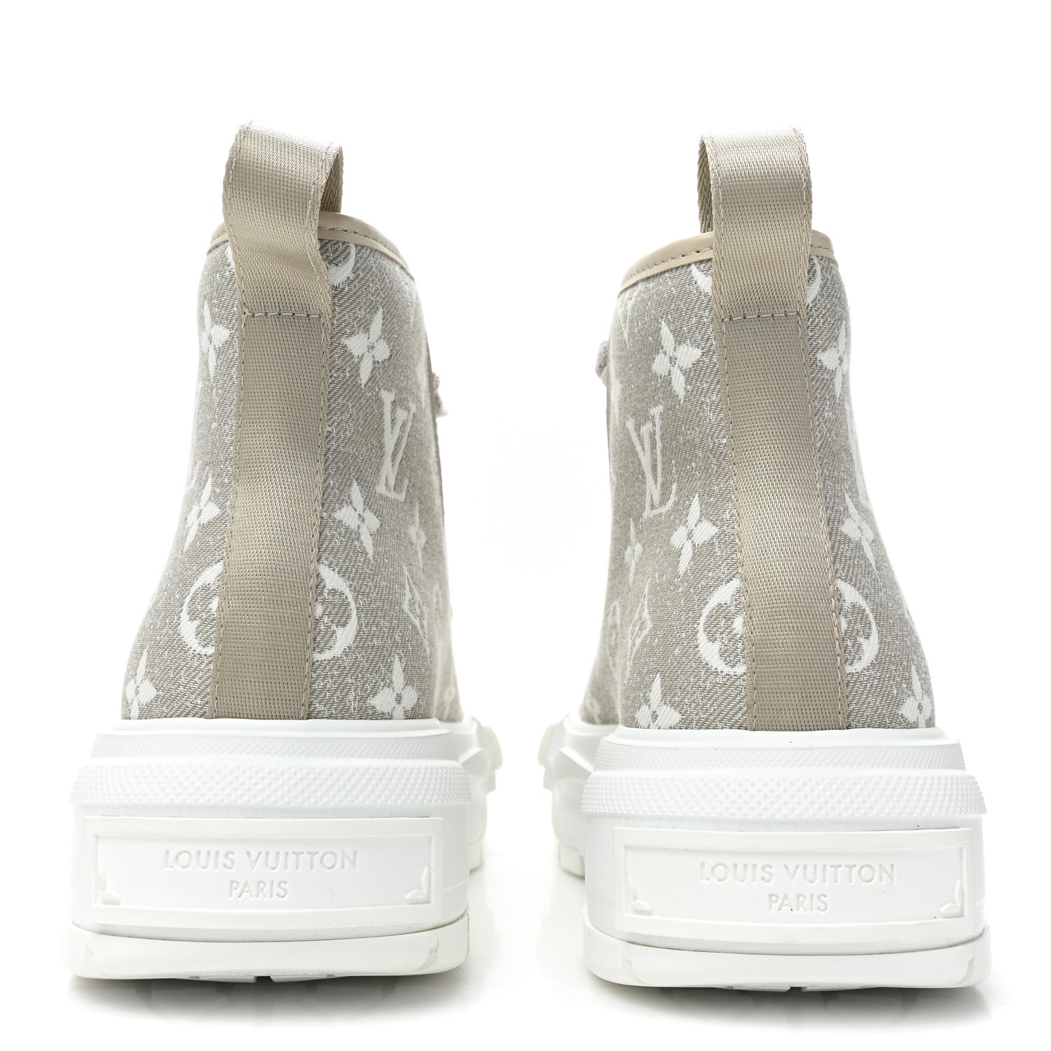 Louis Vuitton Denim Monogram Squad Sneaker Boots 37.5 Beige 4 of 10