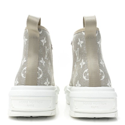 Louis Vuitton Denim Monogram Squad Sneaker Boots 37.5 Beige 4 of 10